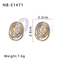 Two-tone geometric oval earrings in gold and silver finish for a modern luxury look - Concentric Circle Coil Style (NB-E1471)