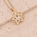 Detailed view of a gold pendant with zirconia, featuring star and MAMA heart design - Star Heart MAMA Style(2#)