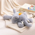 Gray plush elephant doll with orange fruit ornament on a soft knitted blanket - 35cm / Grey Elephant