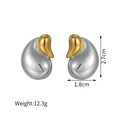 Water drop earrings in gold and silver mix stainless steel with dimension 2.7x1.8cm - Fashion Waterdrop Two-Tone Style