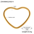 Vue technique d'un bracelet jonc cœur en acier plaqué or 18k avec dimensions et poids - Doré