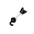 Titanium steel black cat screw back ear stud earring with polished enamel finish - Black Cat (Single)