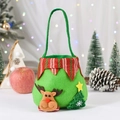 Christmas reindeer gift bag in green felt with festive striped trim and candy tree - Reindeer with Striped Collar