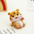 Cute orange cartoon tiger ornament with raised paw for car dashboard or desk decoration - 2738-6C Obedient Sitting Tiger