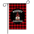 Christmas garden flag with red black plaid pattern and merry christmas gnome design - Style 9