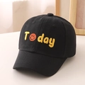 Schwarze Kinder-Baseballkappe aus Baumwolle mit gelber Today-Stickerei und Smiley - Schwarz (Today)