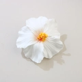 Tropical white hibiscus hair clip with realistic yellow center for beach vacation look - Hibiscus / 9.5CM / White