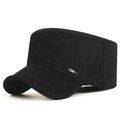 Gorra militar de invierno para hombre en punto negro con insignia metálica deportiva - Ajustable / Negro