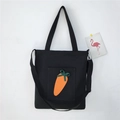 Sac fourre-tout noir en toile avec motif carotte et bandoulière réglable pratique - Style Carotte / Noir