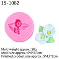 Pink silicone mold for 3D succulent flowers and roses with finished sample effect - 4# Style (15-1082) / Pink