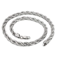 Silver stainless steel twisted rope chain necklace with durable lobster clasp - 40cm (16 inches) / 8mm / Steel