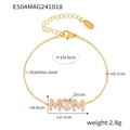 18K gold plated stainless steel bracelet with MAM letter heart cubic zirconia charm - Gold