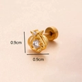 Golden bee-shaped cartilage stud with sparkling zircon stones measuring 0.9cm by 0.9cm - Gold 8# Crown