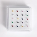Set of 20 pairs colorful cubic zirconia nose studs in a professional display box - Colorful 20PCS Set