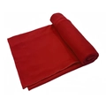 Close-up of soft red milk silk headscarf fabric showing smooth texture and vibrant color - Red