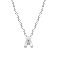 925 sterling silver necklace featuring a polished uppercase letter A initial pendant - Letter A / White Gold