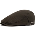Coppola da uomo in cotone marrone oliva con fibbia regolabile e stile retrò casual - Regolabile / Verde Militare