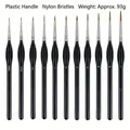Detail view of 11 professional nylon hair detail paint brushes with plastic handles - Black / 11-piece Set (triangular Edge)