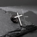 Cross stud earring in black and white finish, 1.3cm height and 0.9cm width measurements - Cross Shape Style (S222)