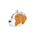 Cartoon Saint Bernard dog enamel pendant with silver metal ring for pet collar - 9 Pointer