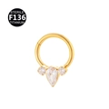 F136 titanium clicker ring with marquise zircon stones in golden finish finish - Style 3 / Gold