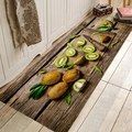 Absorbent flannel floor mat with 3D kiwi fruit wood board print for kitchen and bathroom - 3D Realistic Kiwi Slices Pattern