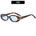 Vintage oval sunglasses with tortoiseshell frames and light blue tinted lenses model C4 - C4-Demi Frame Blue Lens