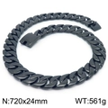 Collana a catena cubana nera da uomo in acciaio al titanio, 24mm di larghezza e 720mm - Nero Liscio