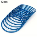 Set of 12 minimalist royal blue stainless steel bangles with smooth metallic finish - Blue [12 Rings]
