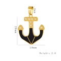 Golden anchor earring pendant with sparkling crystals and black enamel in a 20mm size - HD-88 Anchor Pendant