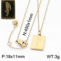 Gold square Aquarius zodiac pendant necklace in polished titanium steel for women - Aquarius (KN200344-KLHQ)
