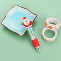 Christmas Santa Claus 4-color ballpoint pen with transparent barrel and red grip - Christmas Series 11-Santa