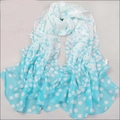 Blue and white gradient chiffon scarf featuring classic polka dots and lightweight fabric - Bubble Dot Blue