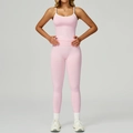 Ensemble de yoga rose sans couture avec haut court contrasté et legging taille haute - S / Vest+Leggings - Contrast Pink/White