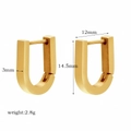 Detailed size specifications of 18k gold stainless steel U-shaped geometric earrings - Gold U-Shape Earrings (TE6028-20)