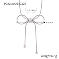 Collana a fiocco in acciaio inossidabile argento con perline e misure dettagliate - Collana a Fiocco / Collana Argento