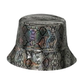 Chapeau bob à motif serpent irisé avec finition métallique holographique élégante - Style Serpent Gris Argent Holographique