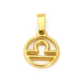 Gold stainless steel Libra zodiac sign pendant with a high-polished mirror finish - Libra (Pendant Only (Without Chain)) (SP641G-7)