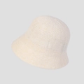 Detail of breathable knitted texture and soft beige fabric on the sun bucket hat - Off-white