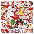 Set de 53 pegatinas navideñas con Papá Noel y renos para decorar móviles y patinetas - Navidad Roja Tipo B (54 piezas)