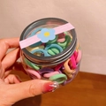 Colorful seamless macaron hair elastics set in a clear jar with a silver screw lid - Jar / 2# Red Heart (Colorful Macaron)