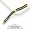 Detailed view of 3mm green braided bracelet cord with 18k gold plated adjustable slider buckle - Green