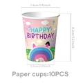 Detailansicht von 10 Einweg-Pappbechern mit buntem Regenbogen und Happy Birthday Aufdruck - Pappbecher - 10 Stk.