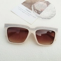 Luxe cream oversized sunglasses with crystal embellishments and brown gradient lenses - Off White