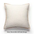 Velvet woven square pillow cover in beige waffle fabric and khaki back with zipper - Knitting - Chanel-style White 45*45cm / Pillowcase (pillow Insert Not Included)