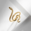 Anello a serpente dorato in acciaio inossidabile con scaglie dettagliate e finitura lucida - US 5 / Oro champagne