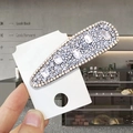 Pasador ovalado de lujo con densos diamantes de imitación blancos y cristales grandes - Vidrio de Cristal [Gota Blanca]