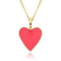 Detail of red heart enamel pendant with 14K gold plated chain and polished finish - Bright Red (A145)