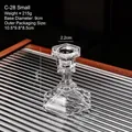 French retro faceted clear crystal glass candle holder with hexagonal base, model C-28 small - Hexagonal Glass Candle Holder - Small / Clear