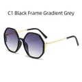 Lunettes de soleil polygonales avec monture noire et verres dégradés violets - Monture Noire Dégradé Gris